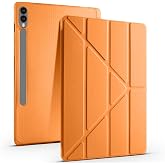 Samsung Galaxy Tab S7 Fe T735 / T737 / T730 12.4 İn&ccedil; İle Uyumlu &Uuml;&ccedil;gen Katlanilir Kalemlikli Standlı Akıllı Kılıf Turuncu