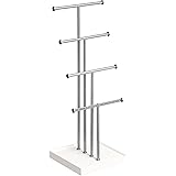Amazon Basics Four-Tiered Jewellery Tree Stand - White/Nickel
