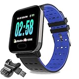 TEEPAO Fitness-Armbanduhr, IP67, wasserdicht, 3,3 Zoll Touchscreen, quadratisch, Fitness-Tracker, A6 Smartwatch mit Herzfrequenz, Schrittzähler, Kalorienzähler blau