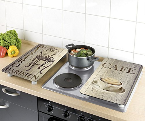 WENKO 2521310100 Herdabdeckplatte Universal Bistro – 2er Set, für alle Herdarten, Gehärtetes Glas, 30 x 1.8-4.5 x 52 cm, Mehrfarbig - 5