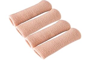 Makhry 4 Pezzi Puntali in Gel Regolabili per Dita e Copri Dita Fodera per Dita in Gel Rivestito Maniche Protezioni per Tappi a Costine in Maglia Silopad Cappucci Digitali (S)