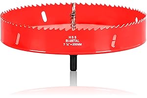 HOME COMPOSER 200mm HSS Bi-Metal Hole Saw, Red Finish Corn Hole Cutter in 30mm Cutting Depth for Wood Boards, Soft Metal Sheet, Drywall and Plasti