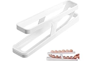 GIREICH Porta Uova Da Frigo, Contenitore per Uova Frigorifero, Scatola per la Conservazione delle Uova, Rotolamento Automatico, Portauova a Doppio Livello Rotante, Distributore Uova Vassoio per Cucina