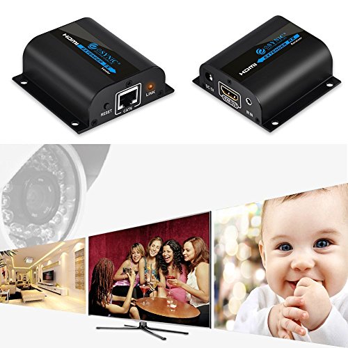60m HDMI Extender HDMI Repeater mit 3D-Steuerung IR Infrarot Übertragung 1080P Full HD über Einziges RJ45 CAT 6A CAT7 Ethernet Kabel für Sky Box HD Freebox PC Blu Ray DVD Projektor PS4 – HDMI Extender Sender und HDMI Extender Receiver - 9