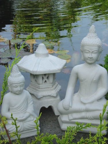 2 x BUDDHA + YUKIMI klein japanische Steinlaterne