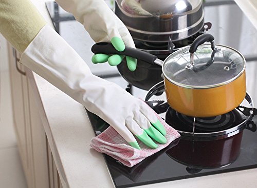 HiChange Wasserdichte Küchenreinigung Gummihandschuhe für Geschirrspülen Waschen Reinigung, 3 Paar (M-Größe) - 4