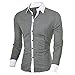 Produktbild Herren Hemd DAY.LIN Mode Persönlichkeit Männer Casual Schlank Langarm-Shirt Top Bluse Herren Slim Langarm-Shirt (Grau, L=EUM)