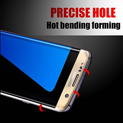 3D Full Coverage Screen Protector Galaxy S7 Edge Schutzfolie Mture Displayschutz Schutzglas für Galaxy S7 Edge 3D Touch kompatible Transparent Panzerglas Ultra Klar Film Stressfreie, Blasenfreie Installation, Anti-Fingerabdruck mit Härtegrad 9H Tempered Glass Hartglas LCD Displayschutzfolie für Samsung Galaxy S7 Edge (HD Clear) – Gold-1 Pack - 5
