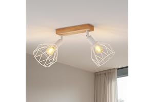 LVWIT Lámparas de techo,Focos de techo,Luces de cocina de pared blancas con E14,Focos de 2 vías ajustables,Lámpara de pared industrial,Lámpara de techo para salón(SIN bombillas)