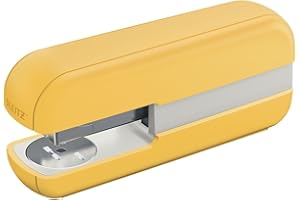 ‎LEITZ Leitz Cosy Tacker, Heftgerät für bis zu 30 Blatt, ideal für Home Office, Büro oder Schule, Direct Impact Technology, Hefter mit einfacher Befüllung, Cosy Design Serie, Gelb, 55670019