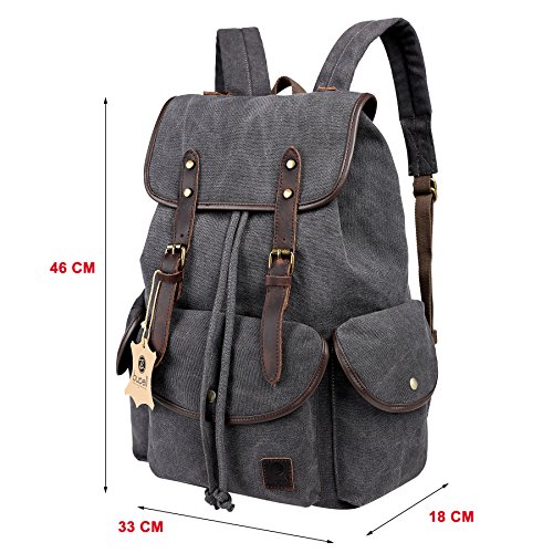 bupell Urban Daypacker XL - Vintage Canvas Rucksack Backpack f  r Schule  Uni  Arbeit  Freizeit