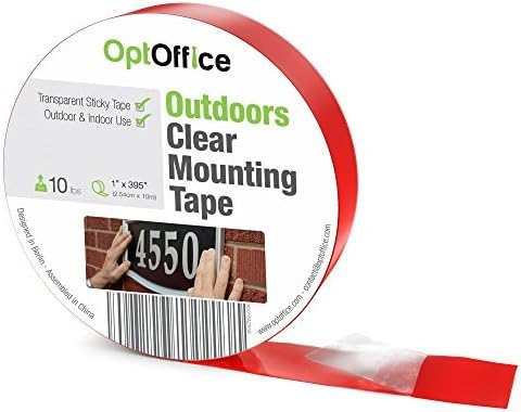 OptOffice Double Sided Waterproof Ultra-Thin Outdoor Mounting Tape in 1" x 395" Perfect for Outside Use And Holds up to 2 Pounds Which Also Can Withstand Harsh Weather Conditions