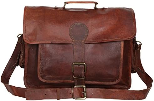 Genuine Leather Bag With Twin Pocket (L=40 x W=12 x H=32 cm) Detachable Shoulder Strap with Side Cargo Pockets Brown Business Bag Handicam/ Camera Cum Laptop Bag Vintage Leather By Indicraft INC