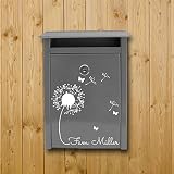 ilka parey wandtattoo-welt® Wandtattoo Briefkastenaufkleber Aufkleber Sticker Blume Pusteblume mit Familiennamen Wunschnamen M1877 ausgewählte Farbe: *dunkelgrau* ausgewählte Größe: *S – 25cm breit x 28cm hoch* - 4