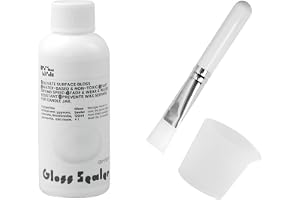 BOOWAN NICOLE Akrylglansförsegling/lack, luktfri, livsmedelssäker, värmebeständig, färgbeständig, vattentät lack för betong, gips, hantverk, ljusglas, lera, inklusive borste och SIL (ST53)