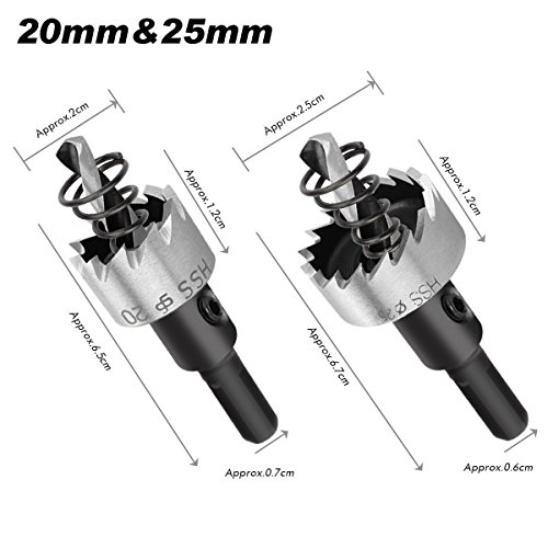 YKEZHU 5PCS Carbide Spitze HSS Bohrer Lochsäge Set Edelstahl Metall Legierung 16-30mm - 6