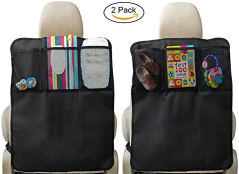 Car Kick Mats Back Seat Protector for Kids 2 Pk , Waterproof Premium Car Back Seat Protector with Storage Organizer - Universal Fit Automotive Interior Protectors