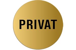 Skylt Privat Ø 75 mm aluminium guld anodiserad självhäftande