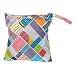 Baby Protable Nappy Reusable Washable Wet Dry Cloth Zipper Waterproof Diaper Bag with Colorful Checked Pattern