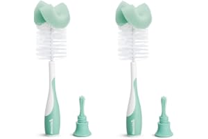Munchkin Esponja 2 en 1 y cepillos para biberones | Limpieza suave y reutilizable con cepillo de tetina integrado | Apto para