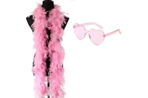 DANDIN Feather Boa, Multicolor Feather Boa, Party Accessories Feather Scarf, Fancy Dress and Craft DIY Accessories for Christmas, Halloween, Dancing, Wedding, Party, and Cosplay (Pink)