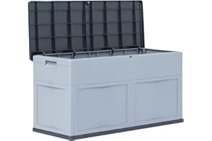 Susany Garden Storage Box, Outdoor Storage Containers, Garden Furniture, Garden Furniture Organizer, Outdoor Storage Shed, 320 L Grey Black