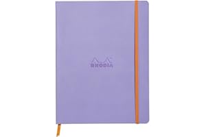 RHODIA 117559C - Soft Notebook Iris - 19x25 cm - Dot Dot - 160 pages - Clairefontaine Ivory Paper 90 g/m - Bookmark, Elastic Closure - Faux Leather Cover - Rhodiarama Collection