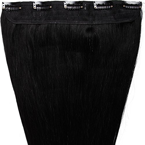 s-noilite® One Piece 16"-22" 45-100g Clip in Remy Human Hair Extensions (18"-50g,#1 Jet Black)