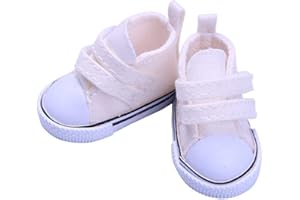 Aeromdale Puppenschuhe aus Segeltuch, einfarbig, 5 cm, Schuhe mit Klebeband für 36,7 cm große Puppe, 1/6 Puppe, Mädchen, Spielzeug, Geschenk, Weiß, A, 1 Paar