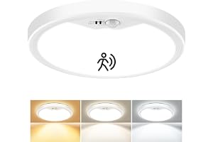 Oumida LED-taklampa med rörelsesensor 22cm, 18W 1800LM rund taklampa med infraröd detektor, 3 lägen och justerbar tid, Varm/N