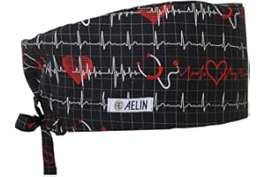 AELIN Calot di Blocco Medico Unisex per Capelli Lunghi in 100% Cotone con Fascia Assorbente