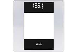 Vitafit Báscula de Baño Digital,Dedicado a La Tecnología de Alta Precisión Para Peso por Más de 20 Años, Pantalla LED 180kg,Plata