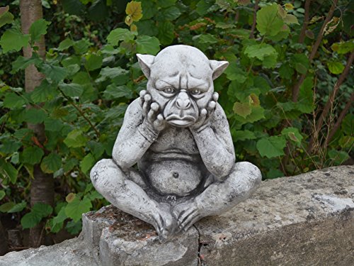 Sondermodell große Steinfigur Gargoyle Troll Gnom aus Steinguss, frostfest - 5