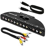 4 RCA (hembra) a 1 puerto RCA (hembra) 4 vías Audio / Video Switch / Splitter.