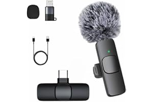 GADGETSWEAR Furry K8 Wireless Lavalier Microphone, Bluetooth Collar Microphone for Type-C Android, Noise Canceling Mic for Vlogging, Clip-On for YouTube (K8 - Single)