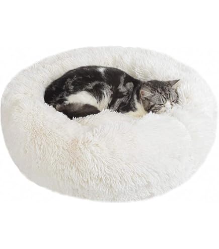 Panier Pour Chat Rond Et Doux - Lavable, Coussin Réversible, Base Antidérapante, 51x48x15 Cm, Gris - 4