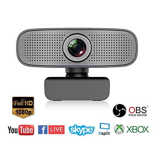 Spedal Full HD Webcam 1080p, Live Streaming Caméra avec Microphone USB, Caméra Web pour Skype Facebook OBS Xbox XSplit, Compatible pour Mac OS Windows 10/8/7