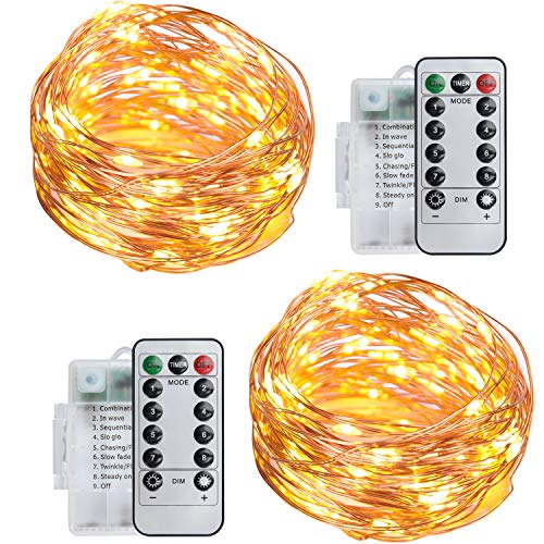 [Pack of 2] Fairy Lights Battery 8 Modes, EOTW String Lights for Christmas Waterproof Rose Gold Metal Garden Decorations for Bedroom Kitchen Accessories Indoor/Outdoor, 10 Meters (Battery not Include)