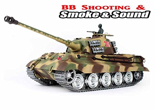 Heng Long Radio remote Control 2.4G King Tiger Henschel Turret Tank Pro (Metal) Version -- BB shooting & Smoking & Sounding --- with a FREE Challenger II Hat by Big Boyz®