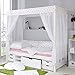 Produktbild Pharao24 Mädchen Himmelbett in Weiß Rosa Kiefer Massivholz