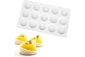 XiaoShenLu Moule à gâteau en Silicone, moules 3D pour Glace Chocolat Pâtisserie Dessert, 15 Trous Forme de Demi-Cercle