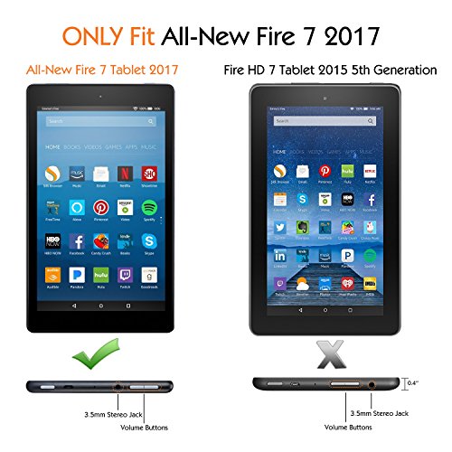 MoKo Hülle für All-New Amazon Fire 7 Tablet (7 Zoll – 7. Generation, 2017 Modell) – [Honey Comb Series] Leichte Rutschfeste Stoßfeste Silikon Schutzhülle Protector Case für das neue Fire 7 2017, Blau - 2
