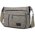 MOMISY Canvas Sling Cross Body Bag Travel Side Bag Office Messenger Bag Business Bag Multi Pocket Shoulder Bag Money Bag for Adults, Men and Women