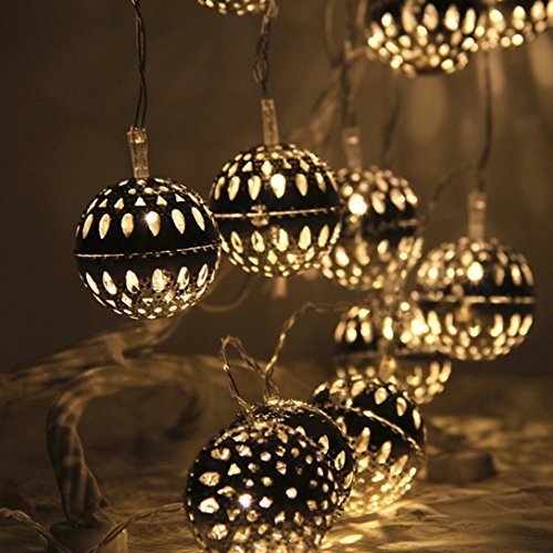 sunnymi 2.5m 20 Lampe Batterie Kugel Licht String/Warmweiß/Weihnachten WeddingXmas Party Dekor/Outdoor Fairy String Licht Lampe/Wunderbare Visuelle Effekte (Gold)