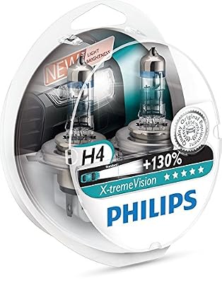 PHILIPS XTREME VISION +130 H4 Ampoules de Phare Avant Origine (2PCS) 12342XV +S2