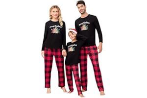 Clearlove Christmas Familien Weihnachten Pyjama Set Weihnachten Schlafanzug Langarm Zweiteiliger Set Sleepwear Nachtwäsche für Familien