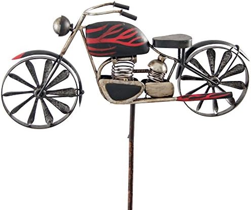 Wind Chimes Metal Motorbike Metal Windmill Motorcycle Flame Garden Decoration Red Black