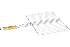 SG SECRET DE GOURMET AC-Déco - Doppia griglia barbecue rettangolare, 30 x 40 cm, in metallo cromato