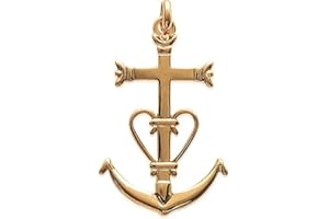 LES PLAISIRS DE STELLA Pendentif en Plaqué Or - Croix de Camargues - Bijoux Femme Homme Mixte