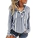 Produktbild UFACE Damen Hoodie Sweatshirt Lace Up Langarm Crop Top Coat Sport Pullover Tops(Grau,EU/42CN/S)